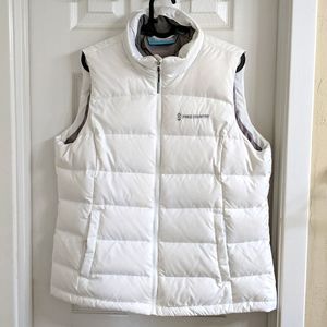 Free country down and feather puffer vest, bright white, size large